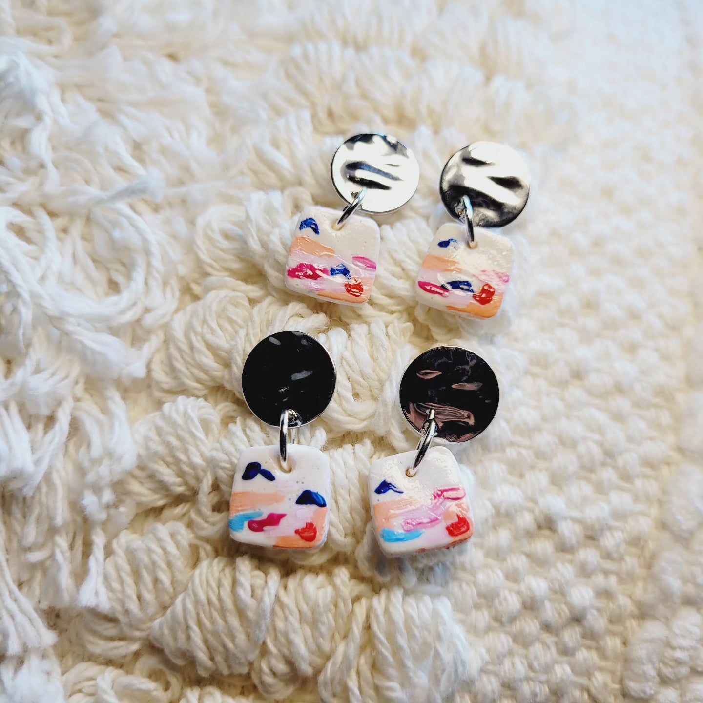 Sunset Paradise Square Dangling Earrings
