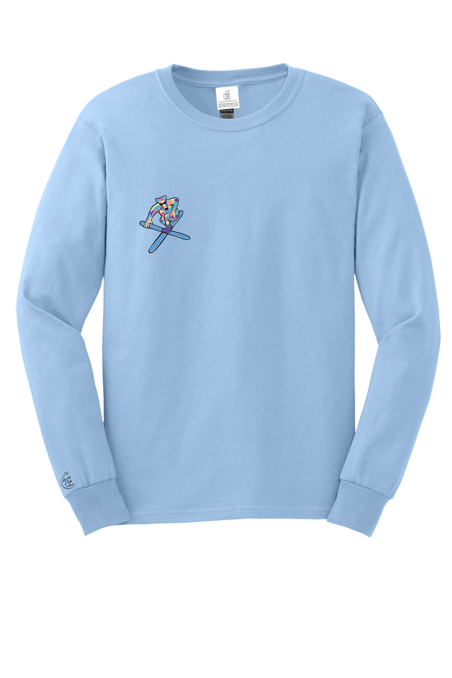 Skiing Bear Light Blue Long Sleeve