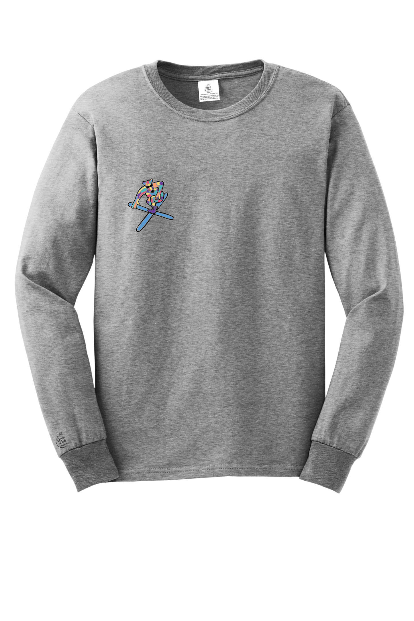 Skiing Bear Grey Long Sleeve