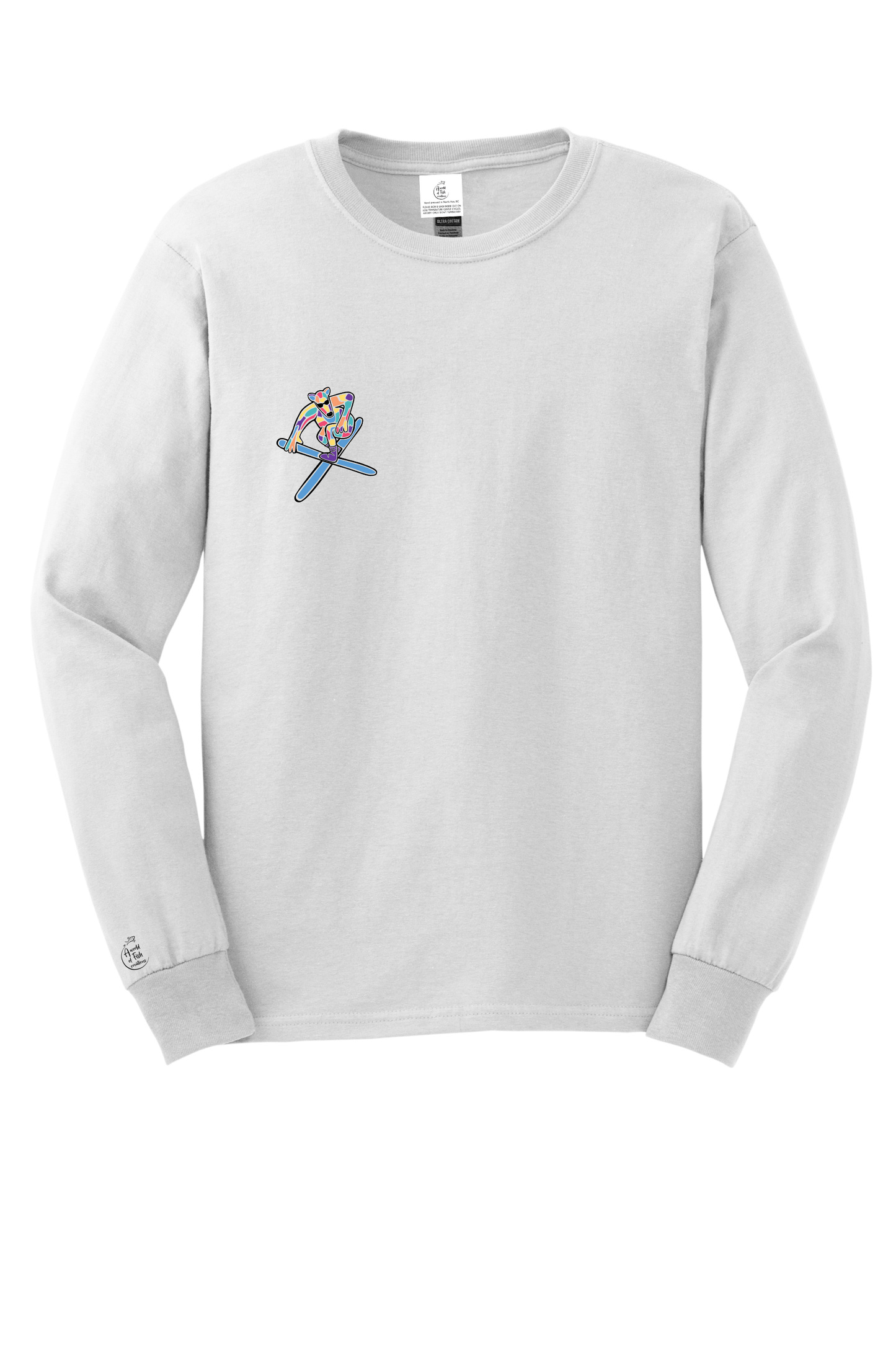 Skiing Bear White Long Sleeve