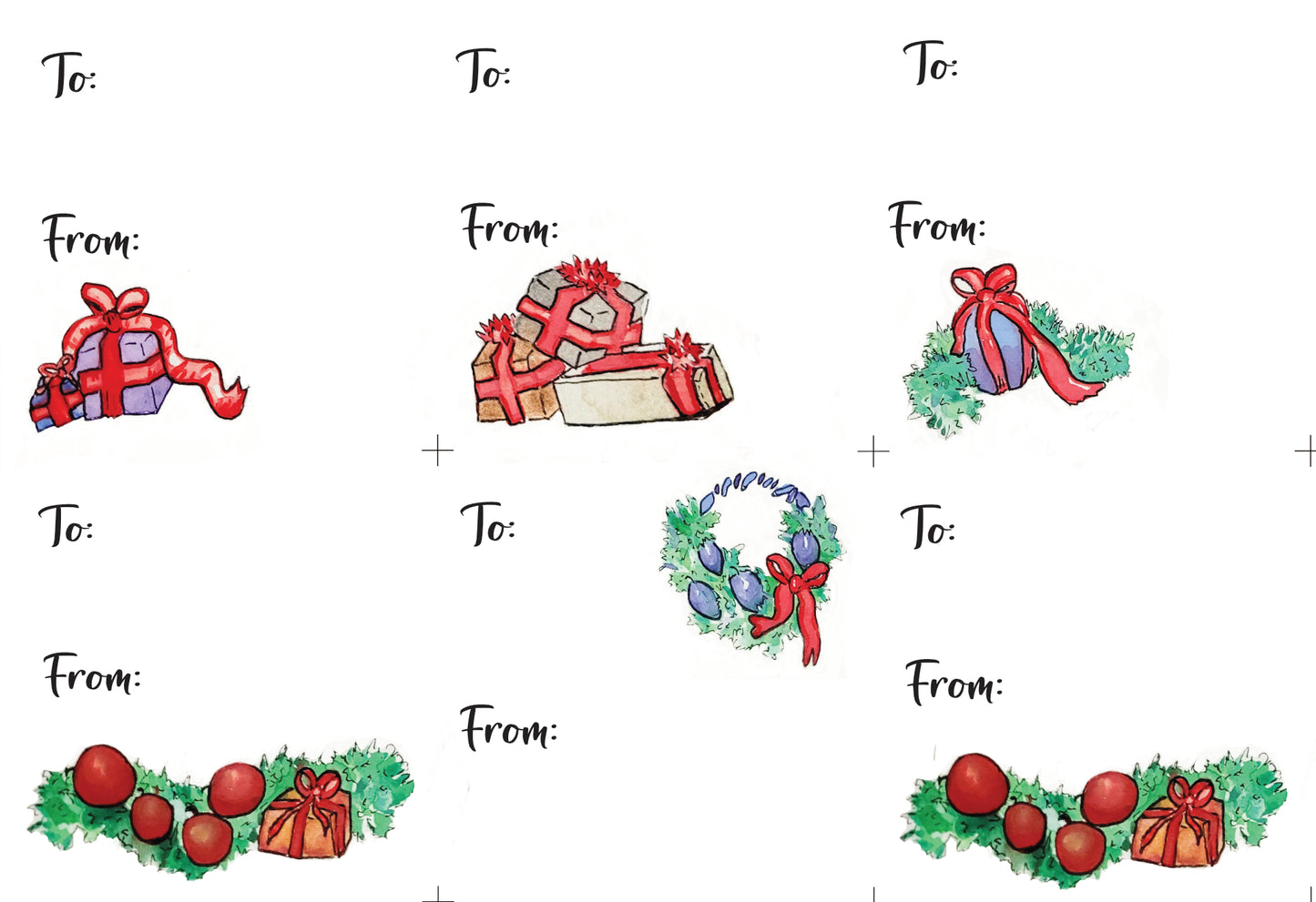 Holly & Presents Sticky Present Tags