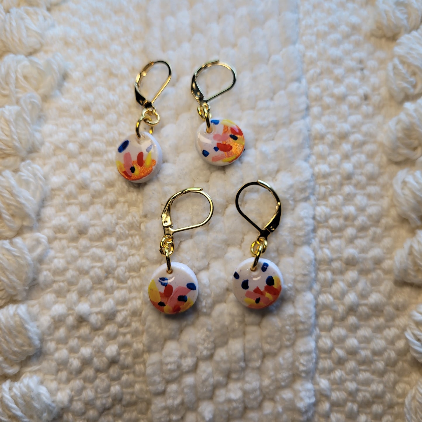 Golden Splash Circle Dangling Earrings