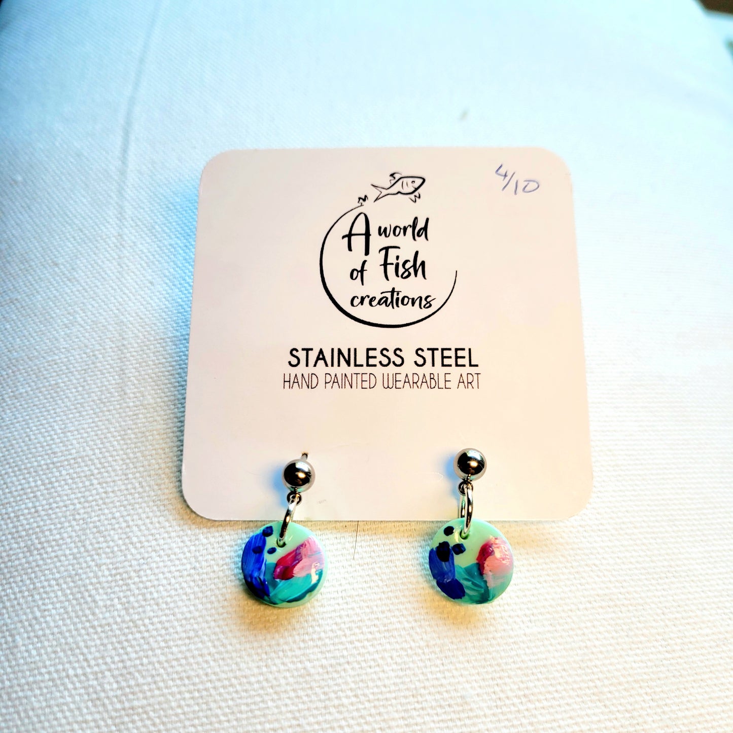 Turquoise Wave Circle Dangling Earrings