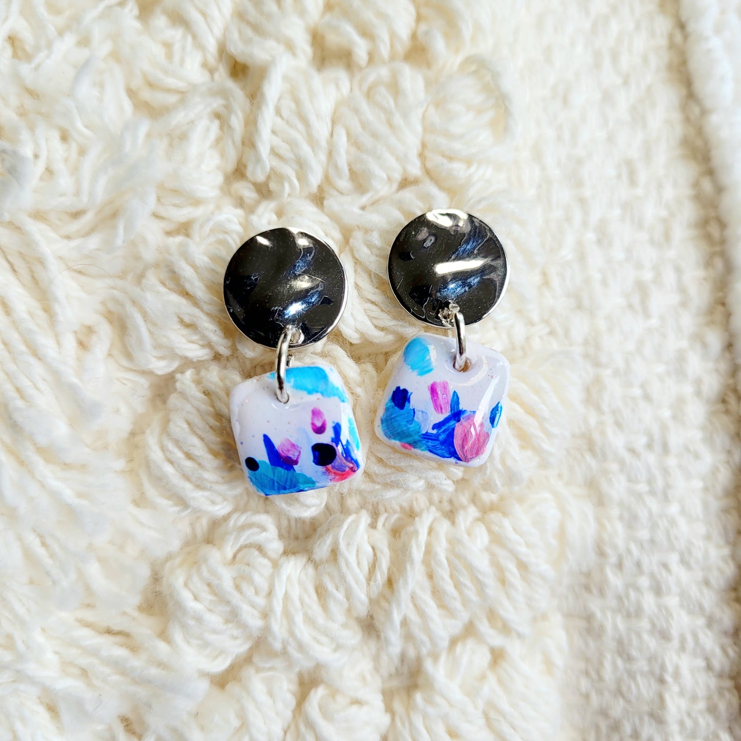Tranquil Waters Square Dangling Earrings