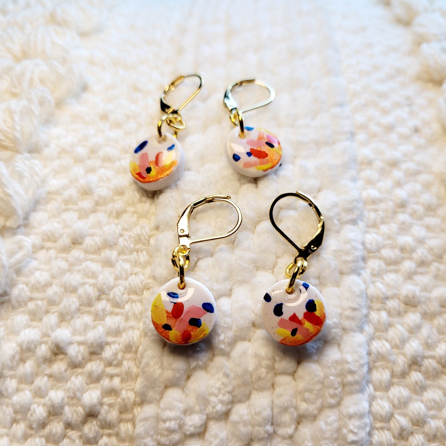 Golden Splash Circle Dangling Earrings