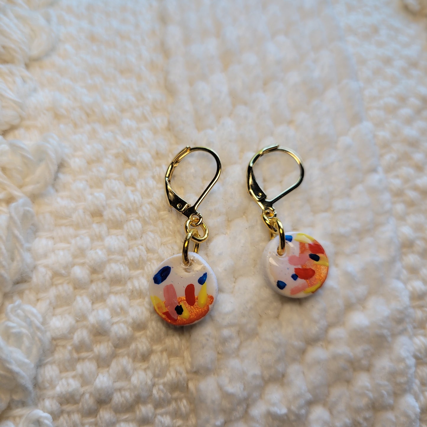 Golden Splash Circle Dangling Earrings