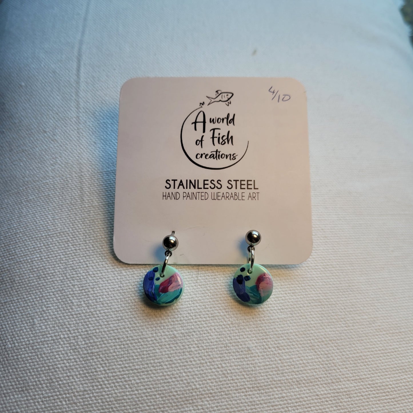 Turquoise Wave Circle Dangling Earrings