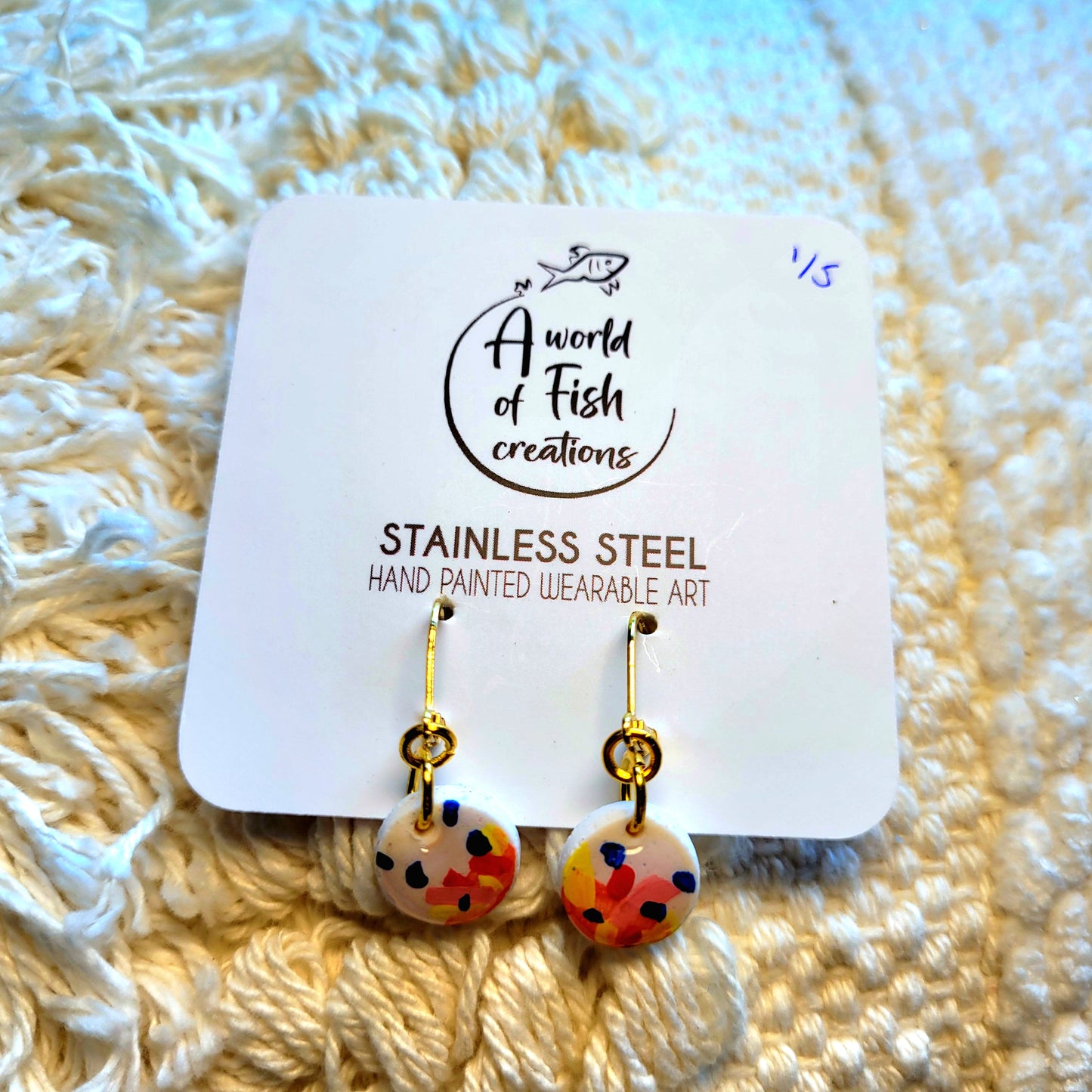 Golden Splash Circle Dangling Earrings