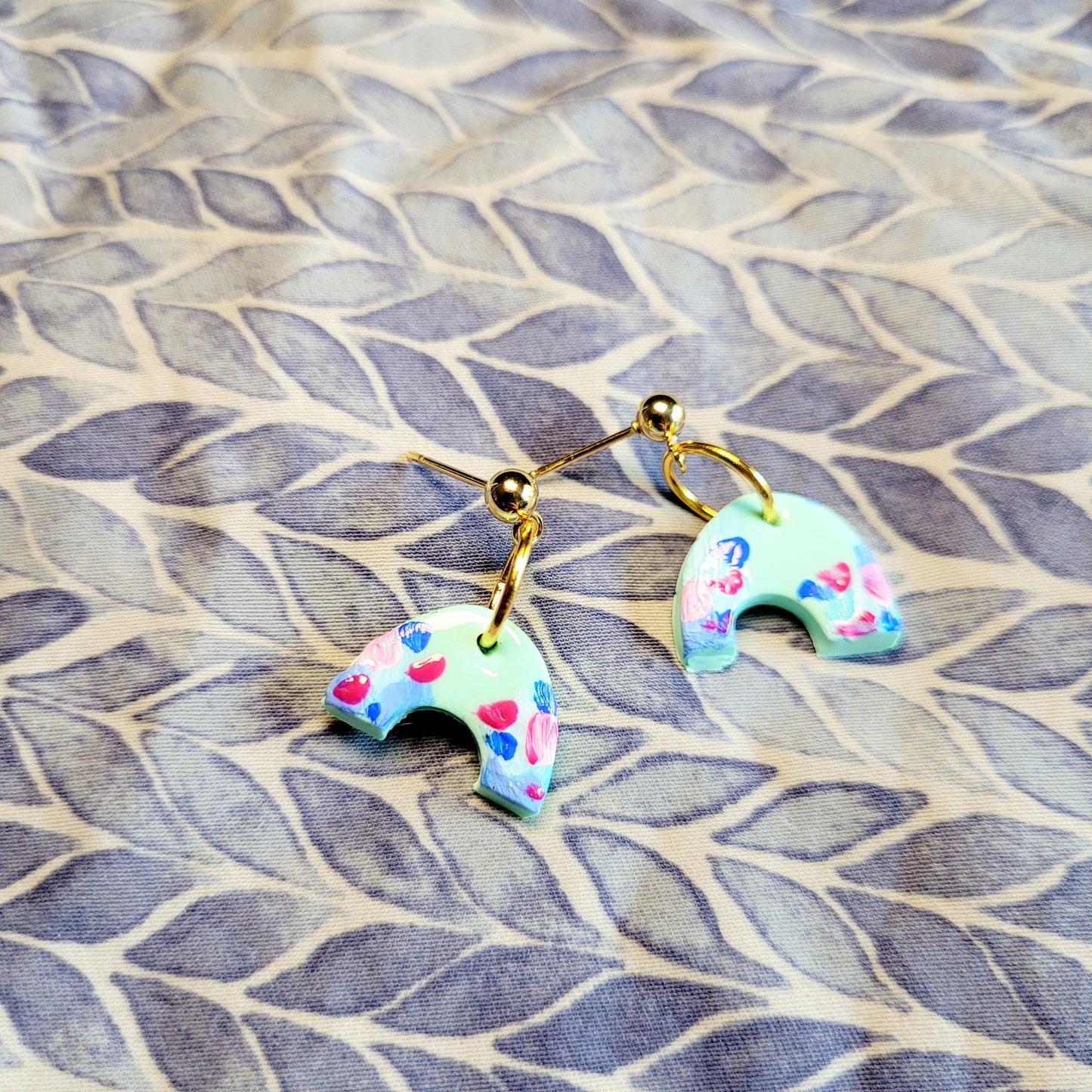 Turquoise Wave Rainbow Dangling Earrings