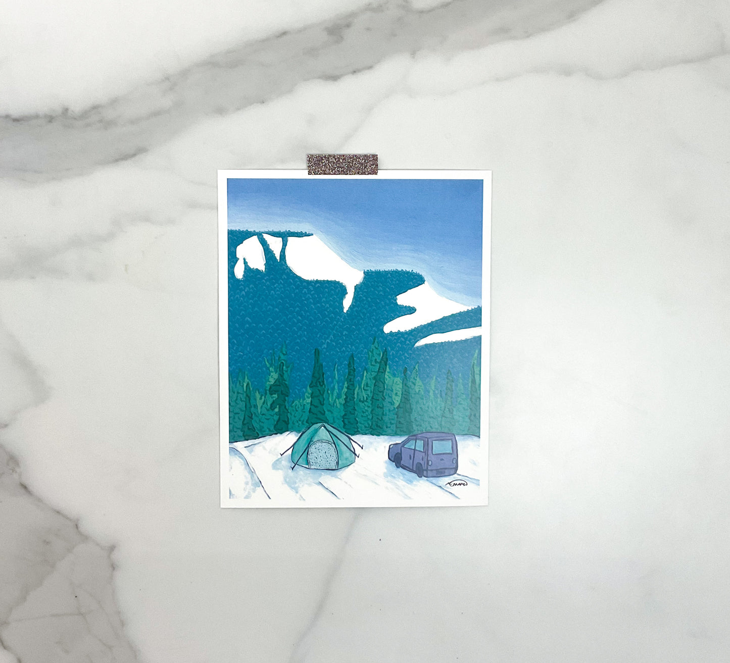 Snow Camping Art Print