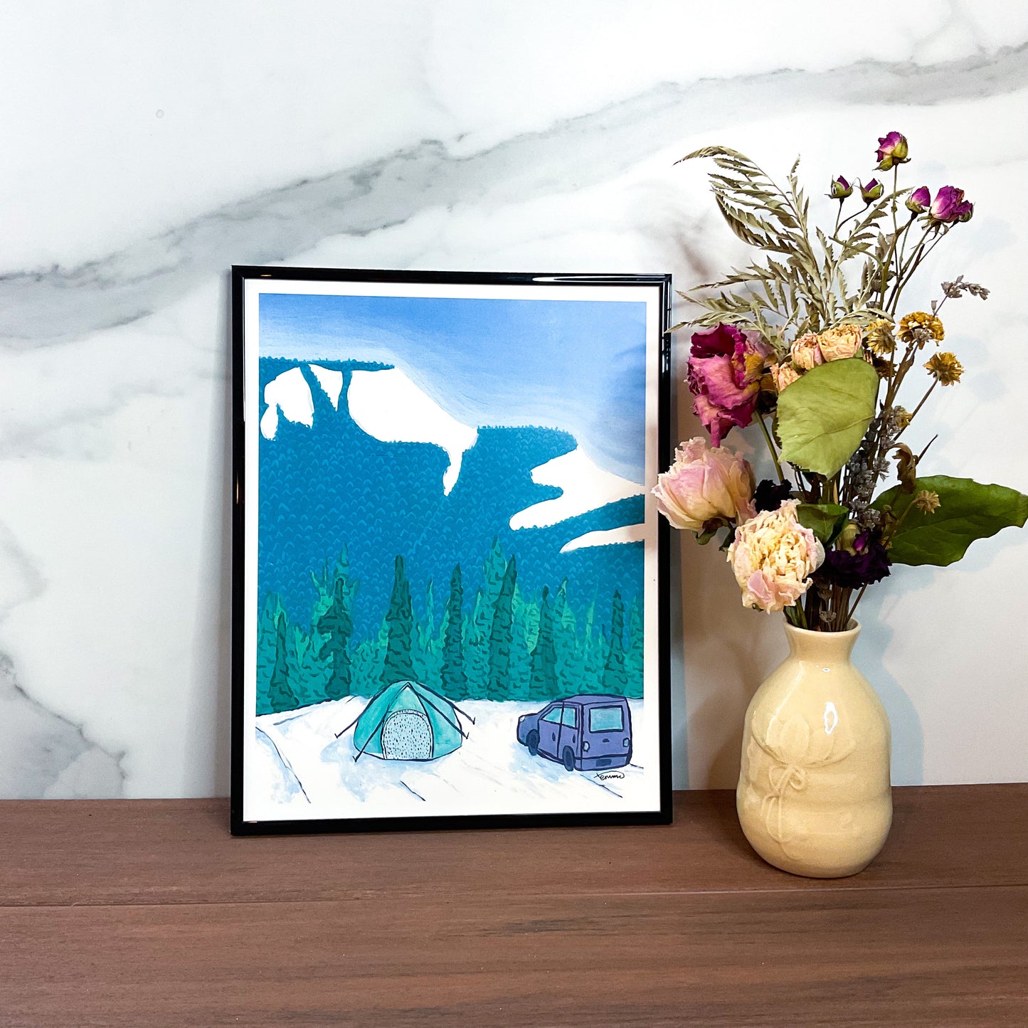 Snow Camping Art Print