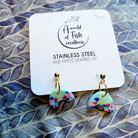 Turquoise Wave Rainbow Dangling Earrings