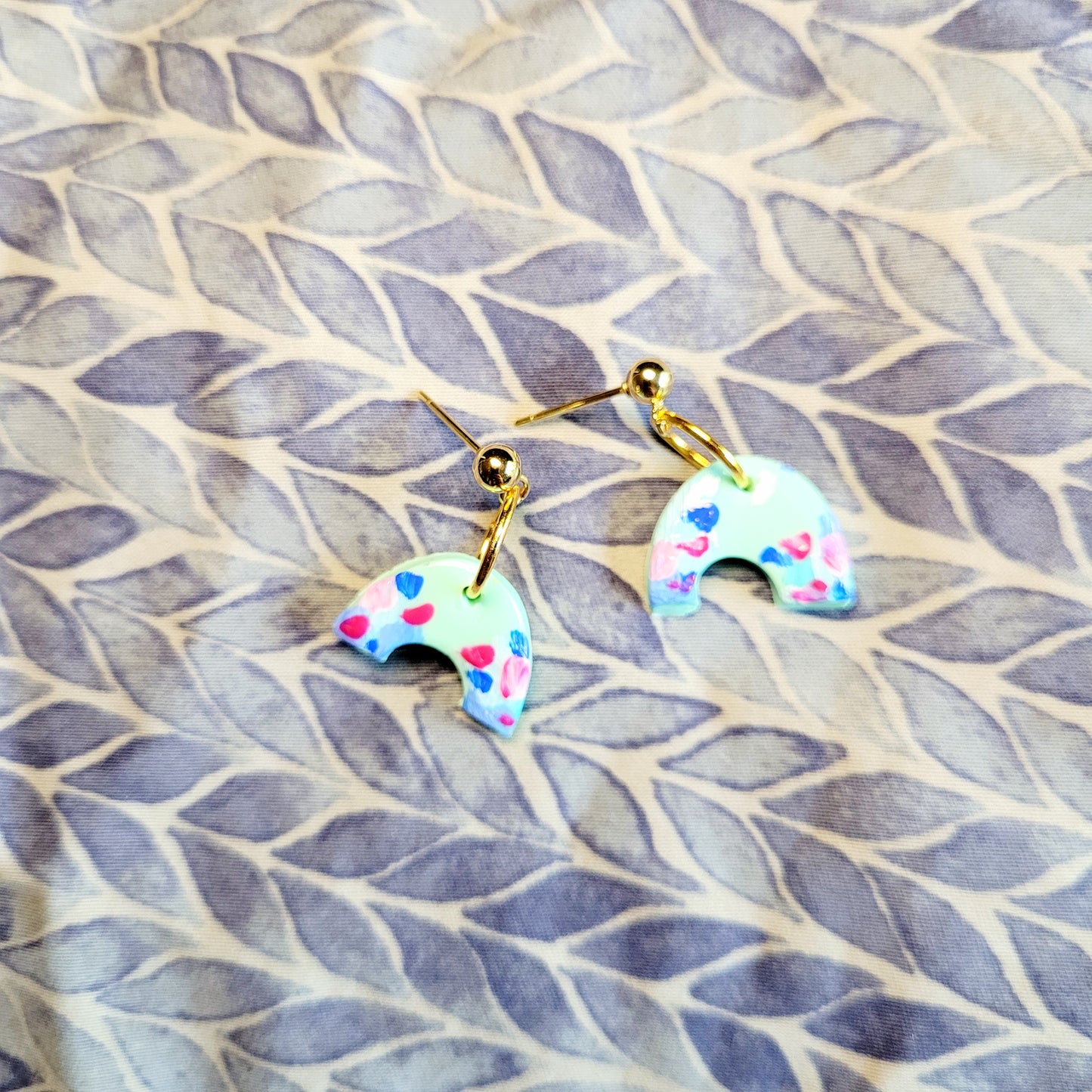 Turquoise Wave Rainbow Dangling Earrings