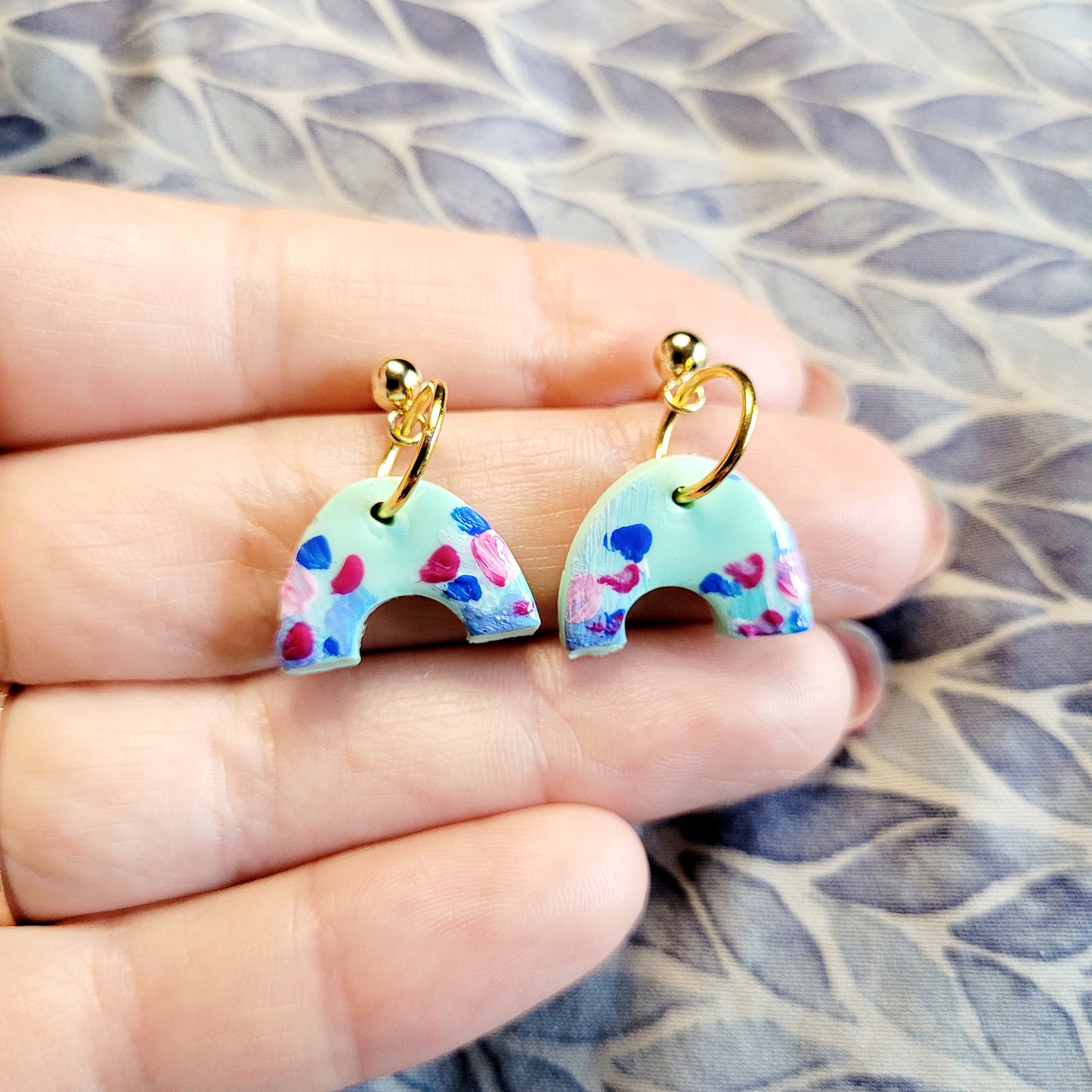 Turquoise Wave Rainbow Dangling Earrings